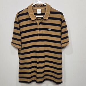 Lacoste Polo Shirt Size 7 US XXL Striped Rugby Croc Logo Retro 80s Preppy Sporty